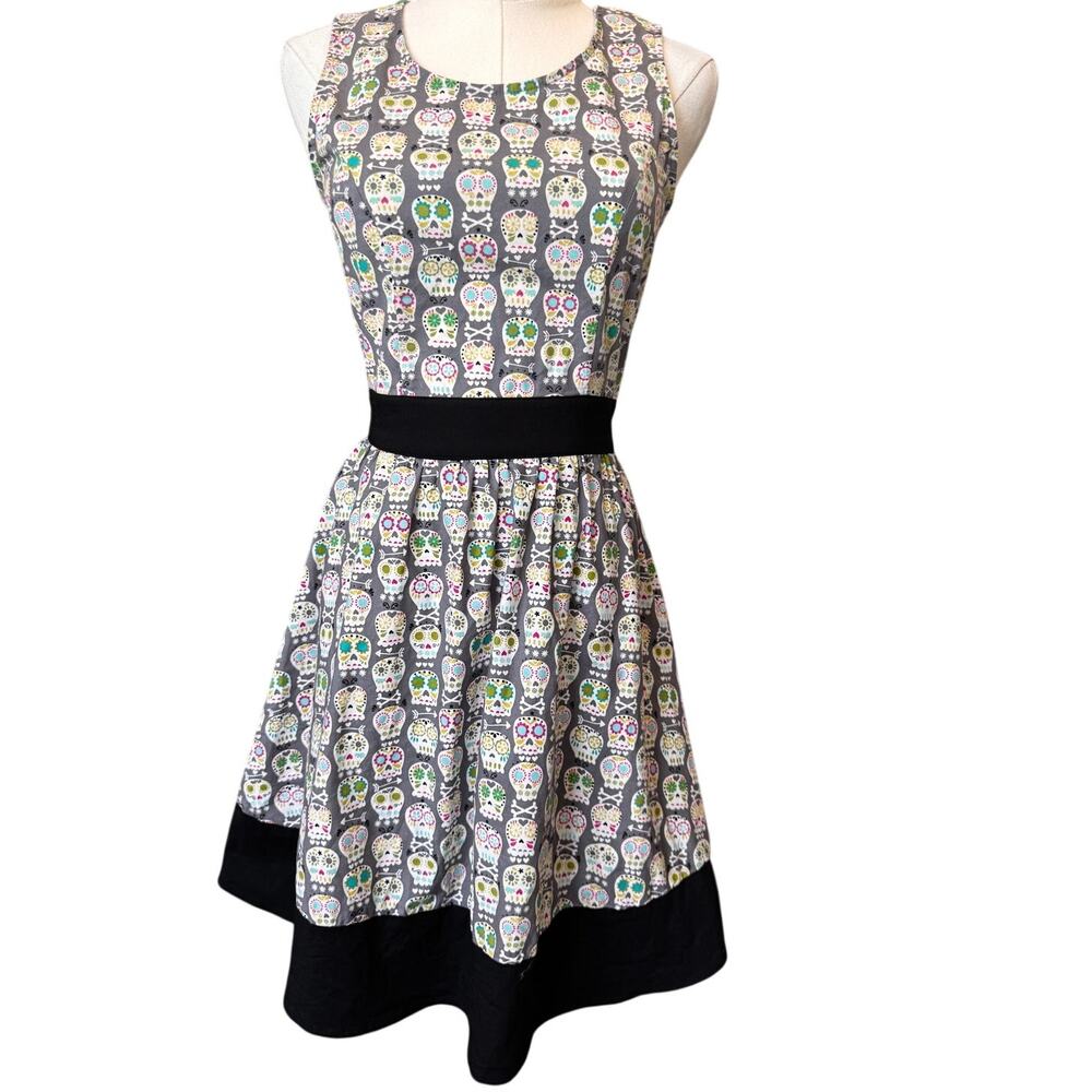 Folter Sugar Skull Sleeveless Skater Dress - Size Small (Made in USA) Halloween